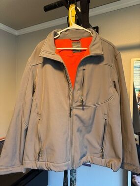 Men's TekGear Gray Softshell Jacket with Orange Lining